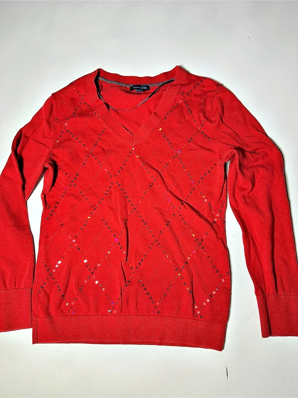 Tommy Hilfiger Red Geometric Sweater Size Medium